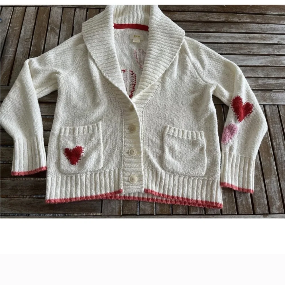 Maeve Anthropologie Heart Patterned White Sweater - Picture 8 of 8
